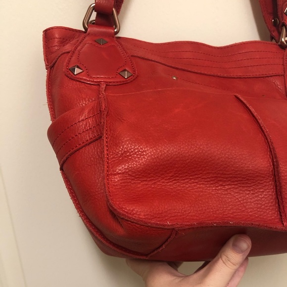 B Makowsky Red Leather ZIP Closure Bag - Picture 13 of 16